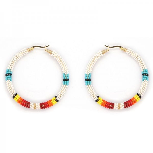 Rainbow Summer Miyuki Bead Big Hoop Earring